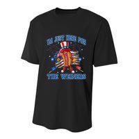 Patriotic Hot Dog Im Just Here For The Wieners 4th Of July Youth Performance Sprint T-Shirt