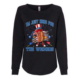 Patriotic Hot Dog Im Just Here For The Wieners 4th Of July Womens California Wash Sweatshirt