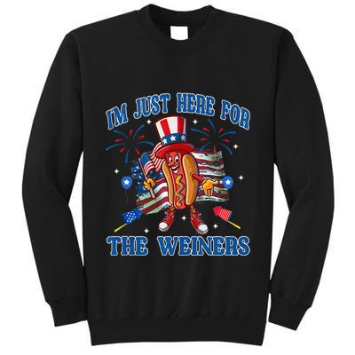 Patriotic Hot Dog Im Just Here For The Wieners 4th Of July Tall Sweatshirt