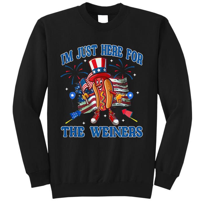 Patriotic Hot Dog Im Just Here For The Wieners 4th Of July Tall Sweatshirt