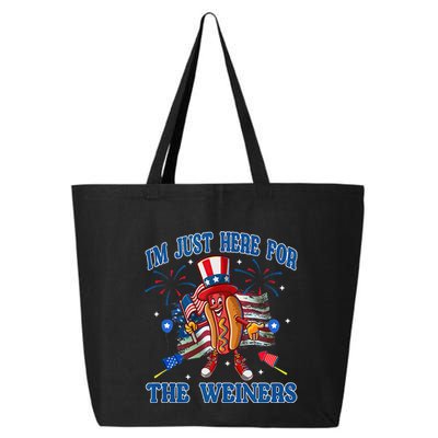 Patriotic Hot Dog Im Just Here For The Wieners 4th Of July 25L Jumbo Tote