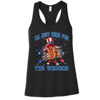 Patriotic Hot Dog Im Just Here For The Wieners 4th Of July Women's Racerback Tank