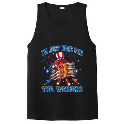 Patriotic Hot Dog Im Just Here For The Wieners 4th Of July PosiCharge Competitor Tank