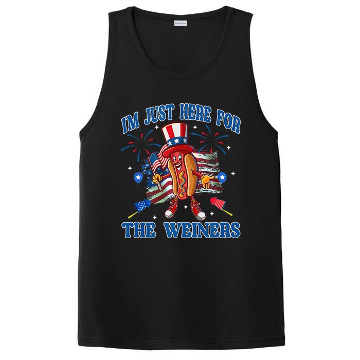 Patriotic Hot Dog Im Just Here For The Wieners 4th Of July PosiCharge Competitor Tank