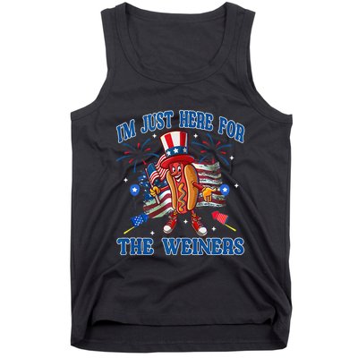 Patriotic Hot Dog Im Just Here For The Wieners 4th Of July Tank Top