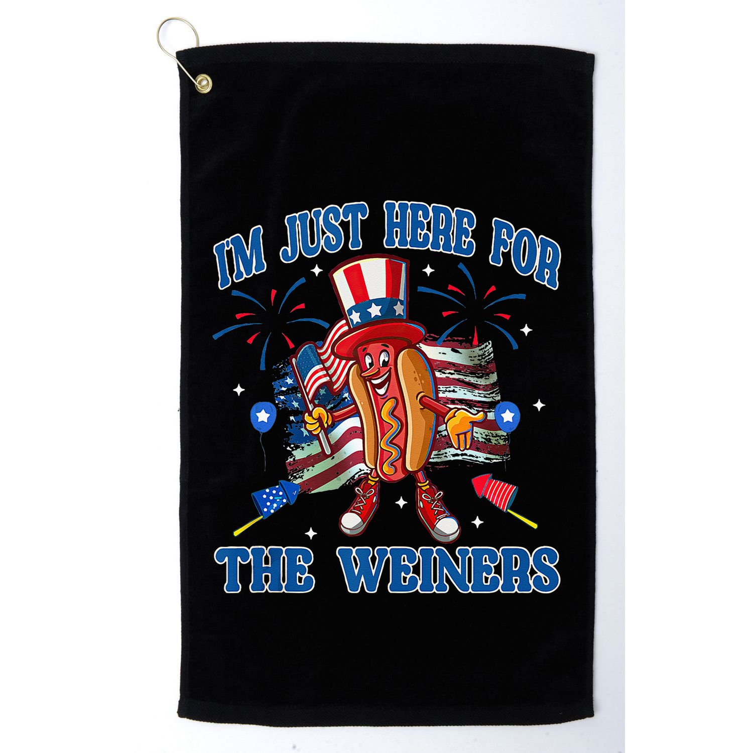 Patriotic Hot Dog Im Just Here For The Wieners 4th Of July Golf Towel