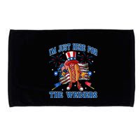 Patriotic Hot Dog Im Just Here For The Wieners 4th Of July Microfiber Hand Towel