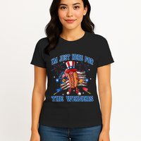 Patriotic Hot Dog Im Just Here For The Wieners 4th Of July Womens T-Shirt