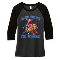 Patriotic Hot Dog Im Just Here For The Wieners 4th Of July Women's Tri-Blend 3/4-Sleeve Raglan Shirt