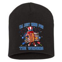 Patriotic Hot Dog Im Just Here For The Wieners 4th Of July Short Acrylic Beanie
