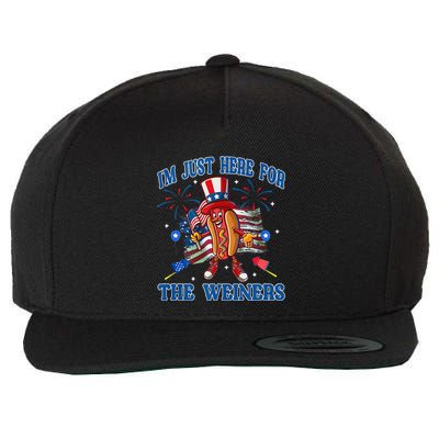 Patriotic Hot Dog Im Just Here For The Wieners 4th Of July Wool Snapback Cap