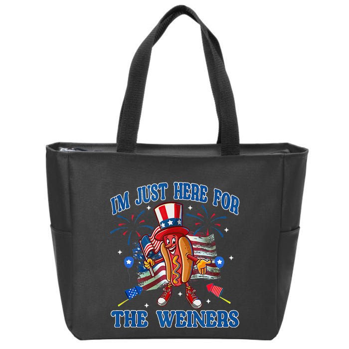 Patriotic Hot Dog Im Just Here For The Wieners 4th Of July Zip Tote Bag