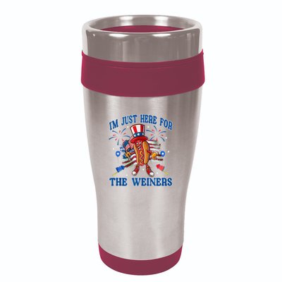 Patriotic Hot Dog Im Just Here For The Wieners 4th Of July 16oz Travel Tumbler