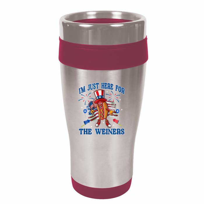 Patriotic Hot Dog Im Just Here For The Wieners 4th Of July 16oz Travel Tumbler