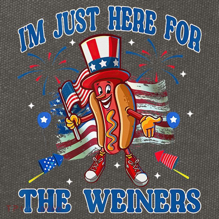 Patriotic Hot Dog Im Just Here For The Wieners 4th Of July Cotton Canvas Backpack