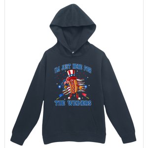 Patriotic Hot Dog Im Just Here For The Wieners 4th Of July Urban Pullover Hoodie