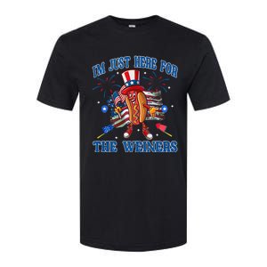 Patriotic Hot Dog Im Just Here For The Wieners 4th Of July Softstyle CVC T-Shirt