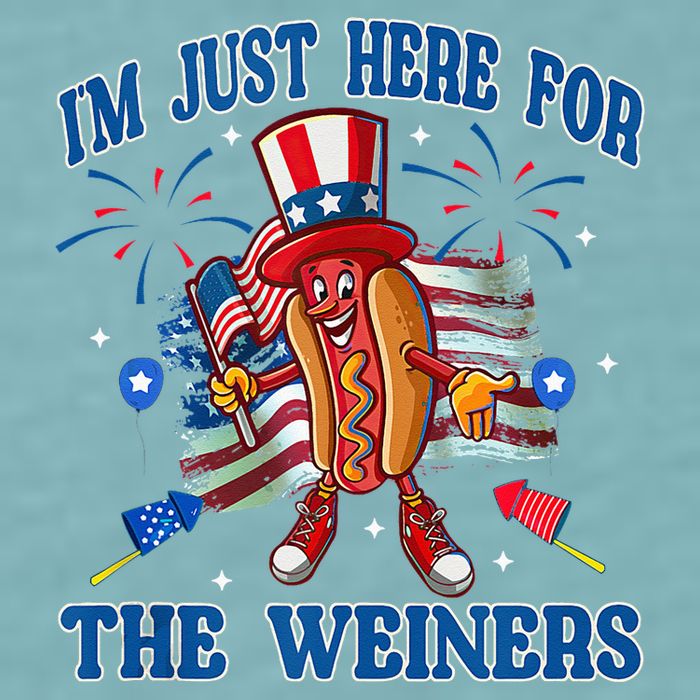 Patriotic Hot Dog Im Just Here For The Wieners 4th Of July Sueded Cloud Jersey T-Shirt