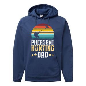 Pheasant Hunting Dad Fathers Day Pheasant Hunter Gift Performance Fleece Hoodie