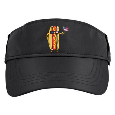 Patriotic Hot Dog American Flag USA Funny 4th Of July Fourth Adult Drive Performance Visor