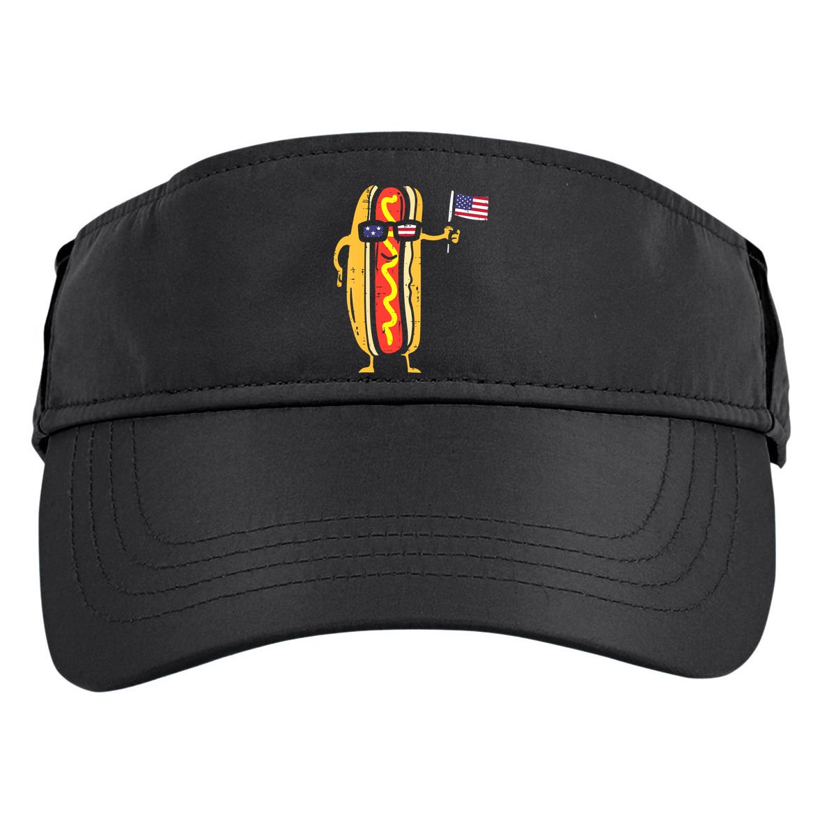 Patriotic Hot Dog American Flag USA Funny 4th Of July Fourth Adult Drive Performance Visor