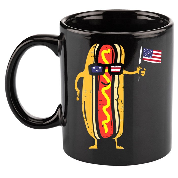 Patriotic Hot Dog American Flag USA Funny 4th Of July Fourth 11oz C Handle Ceramic Mug