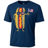 Patriotic Hot Dog American Flag USA Funny 4th Of July Fourth Cooling Performance Crew T-Shirt