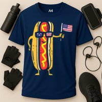 Patriotic Hot Dog American Flag USA Funny 4th Of July Fourth Cooling Performance Crew T-Shirt