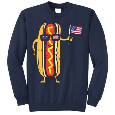 Patriotic Hot Dog American Flag USA Funny 4th Of July Fourth Sweatshirt