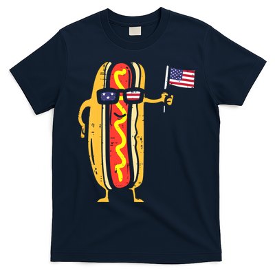 Patriotic Hot Dog American Flag USA Funny 4th Of July Fourth T-Shirt