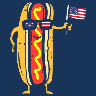 Patriotic Hot Dog American Flag USA Funny 4th Of July Fourth T-Shirt