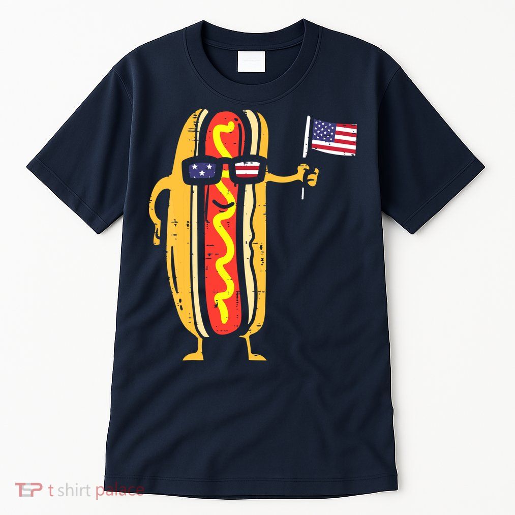 Patriotic Hot Dog American Flag USA Funny 4th Of July Fourth Tall T-Shirt