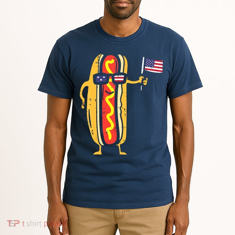 Patriotic Hot Dog American Flag USA Funny 4th Of July Fourth Tall T-Shirt