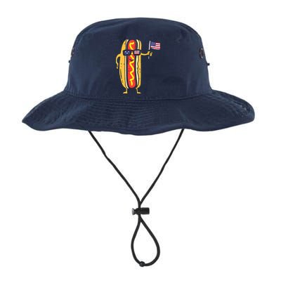 Patriotic Hot Dog American Flag USA Funny 4th Of July Fourth Bucket Hat