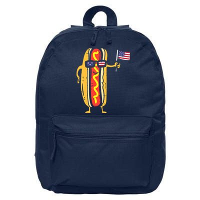 Patriotic Hot Dog American Flag USA Funny 4th Of July Fourth 16 in Basic Backpack