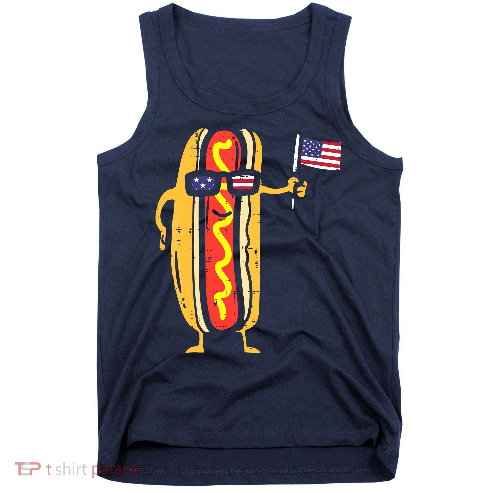 Patriotic Hot Dog American Flag USA Funny 4th Of July Fourth Tank Top