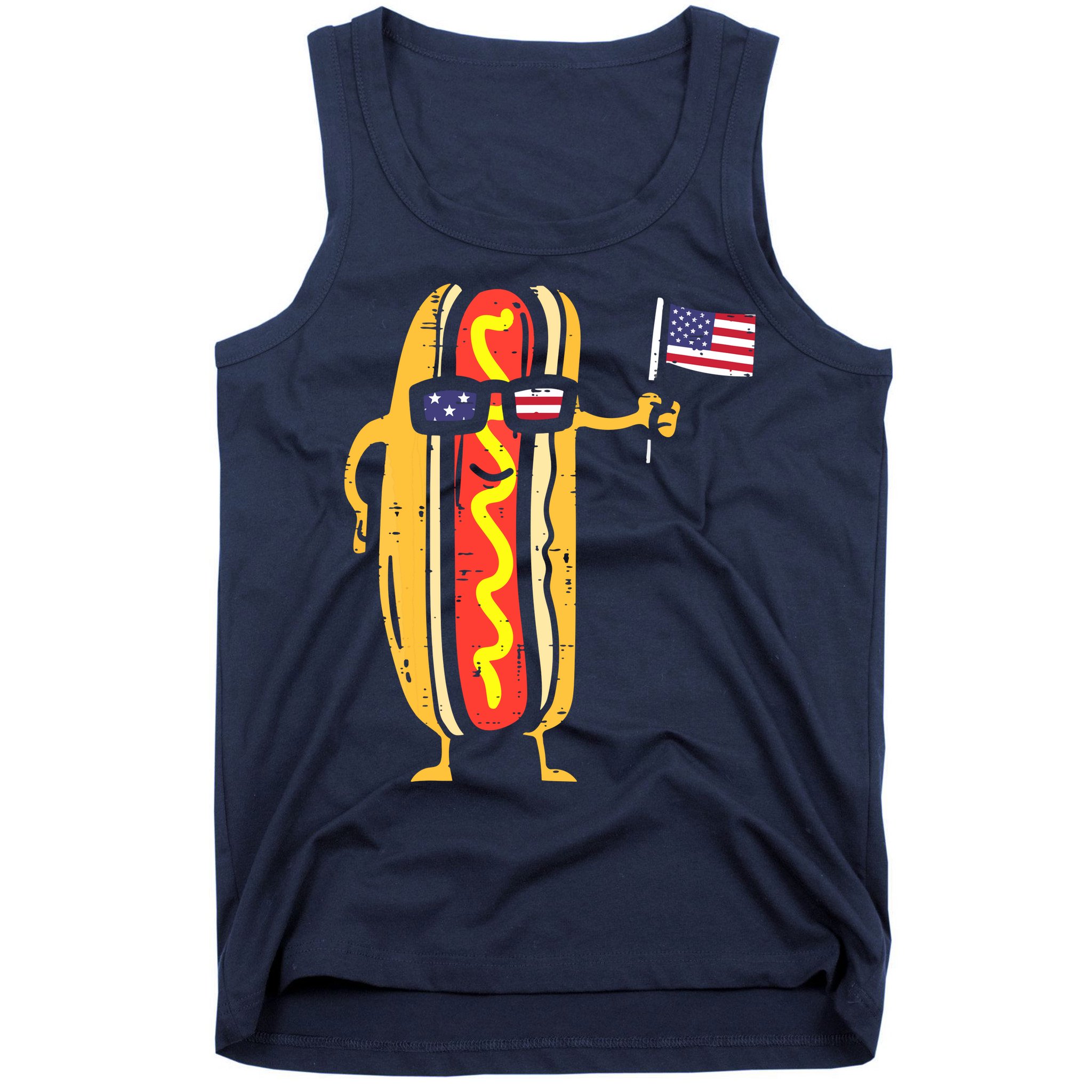 Patriotic Hot Dog American Flag USA Funny 4th Of July Fourth Tank Top