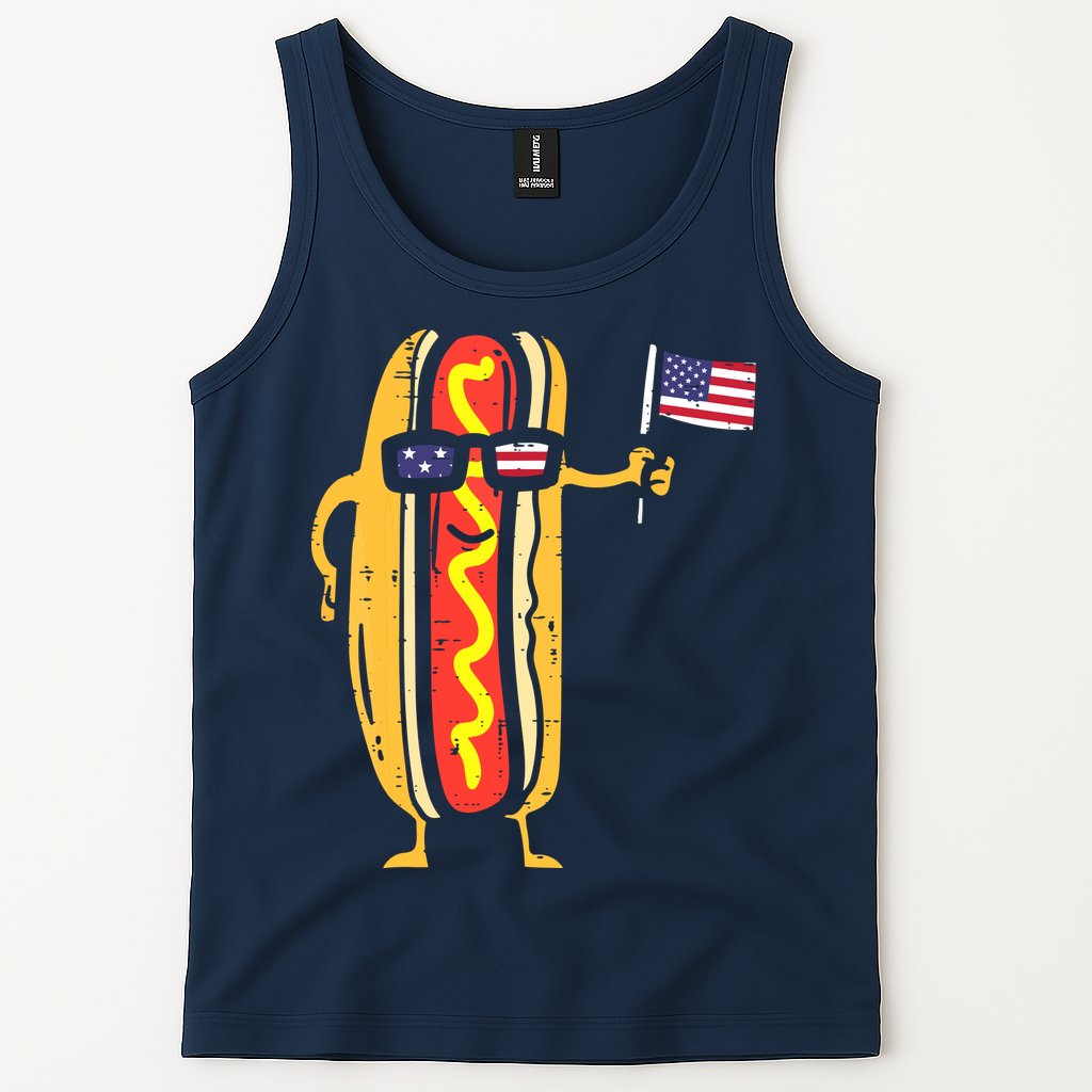 Patriotic Hot Dog American Flag USA Funny 4th Of July Fourth Tank Top