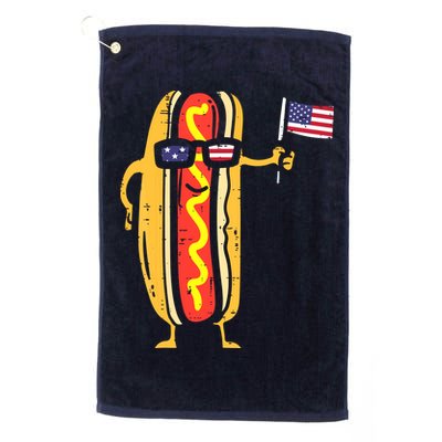 Patriotic Hot Dog American Flag USA Funny 4th Of July Fourth Golf Towel