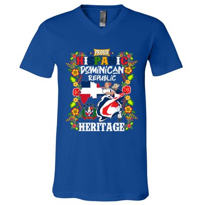 Proud Hispanic Dominican Republic Heritage V-Neck T-Shirt