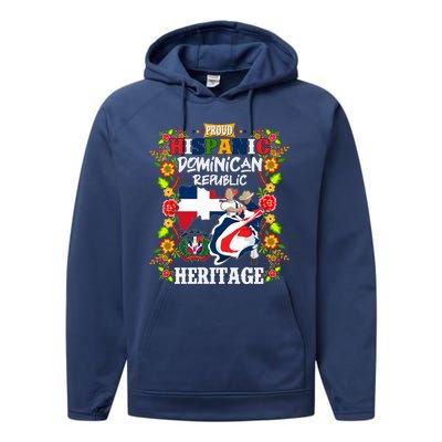 Proud Hispanic Dominican Republic Heritage Performance Fleece Hoodie