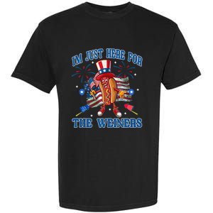 Patriotic Hot Dog Im Just Here For The Wieners 4th Of July Garment-Dyed Heavyweight T-Shirt