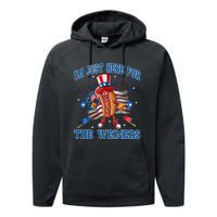 Patriotic Hot Dog Im Just Here For The Wieners 4th Of July Performance Fleece Hoodie