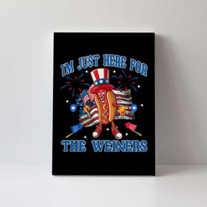 Patriotic Hot Dog Im Just Here For The Wieners 4th Of July Canvas