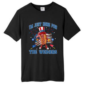 Patriotic Hot Dog Im Just Here For The Wieners 4th Of July Tall Fusion ChromaSoft Performance T-Shirt