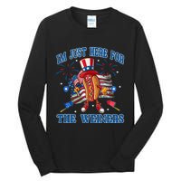 Patriotic Hot Dog Im Just Here For The Wieners 4th Of July Tall Long Sleeve T-Shirt