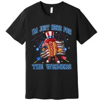 Patriotic Hot Dog Im Just Here For The Wieners 4th Of July Premium T-Shirt