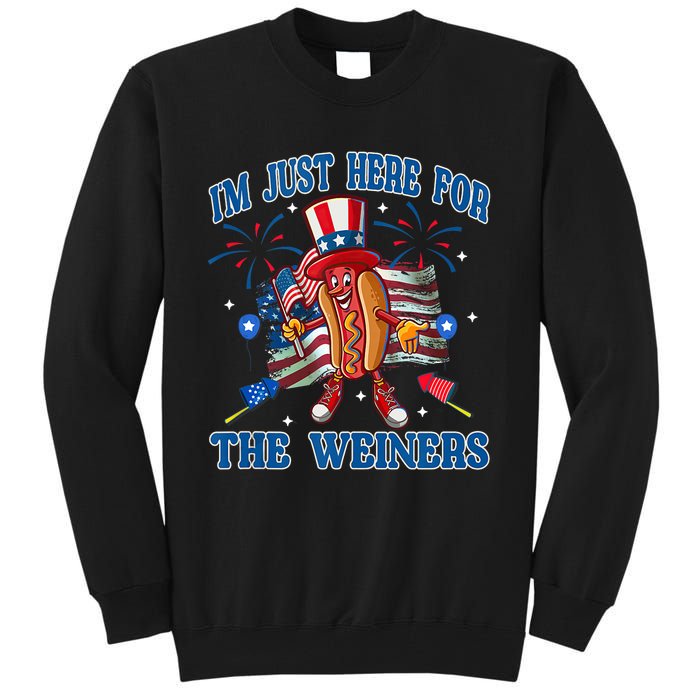 Patriotic Hot Dog Im Just Here For The Wieners 4th Of July Tall Sweatshirt