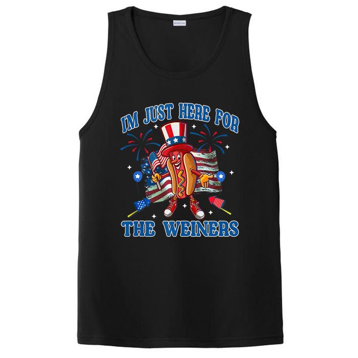 Patriotic Hot Dog Im Just Here For The Wieners 4th Of July PosiCharge Competitor Tank