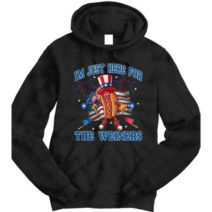 Patriotic Hot Dog Im Just Here For The Wieners 4th Of July Tie Dye Hoodie